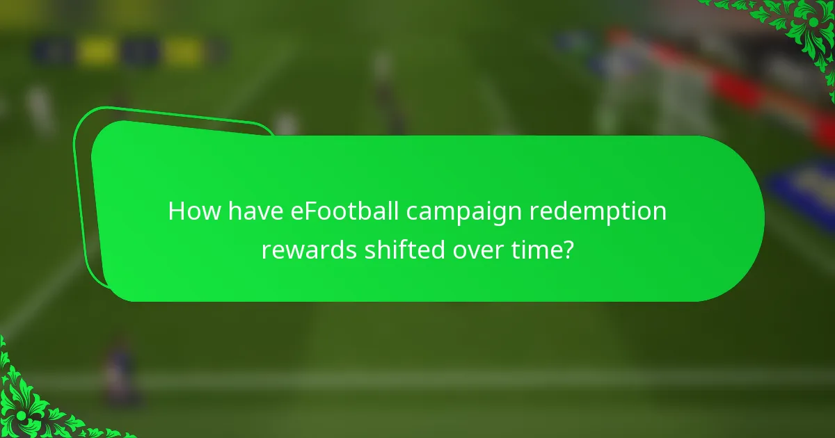 How have eFootball campaign redemption rewards shifted over time?